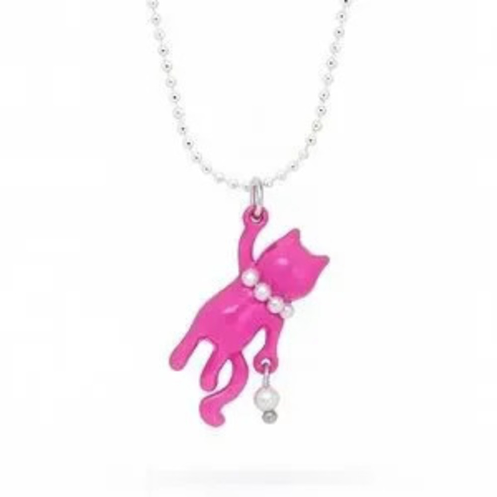 Pink Cat Pendant Necklace